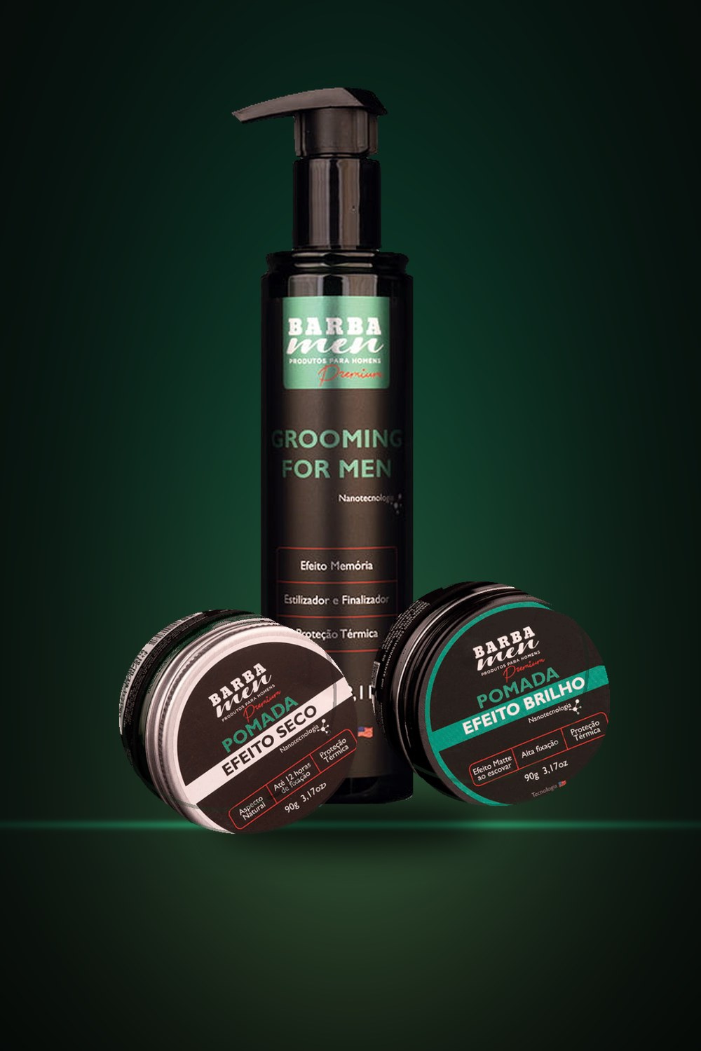 Grooming For Men 240ml combinado com as Pomadas Modeladoras Premium Barba Men