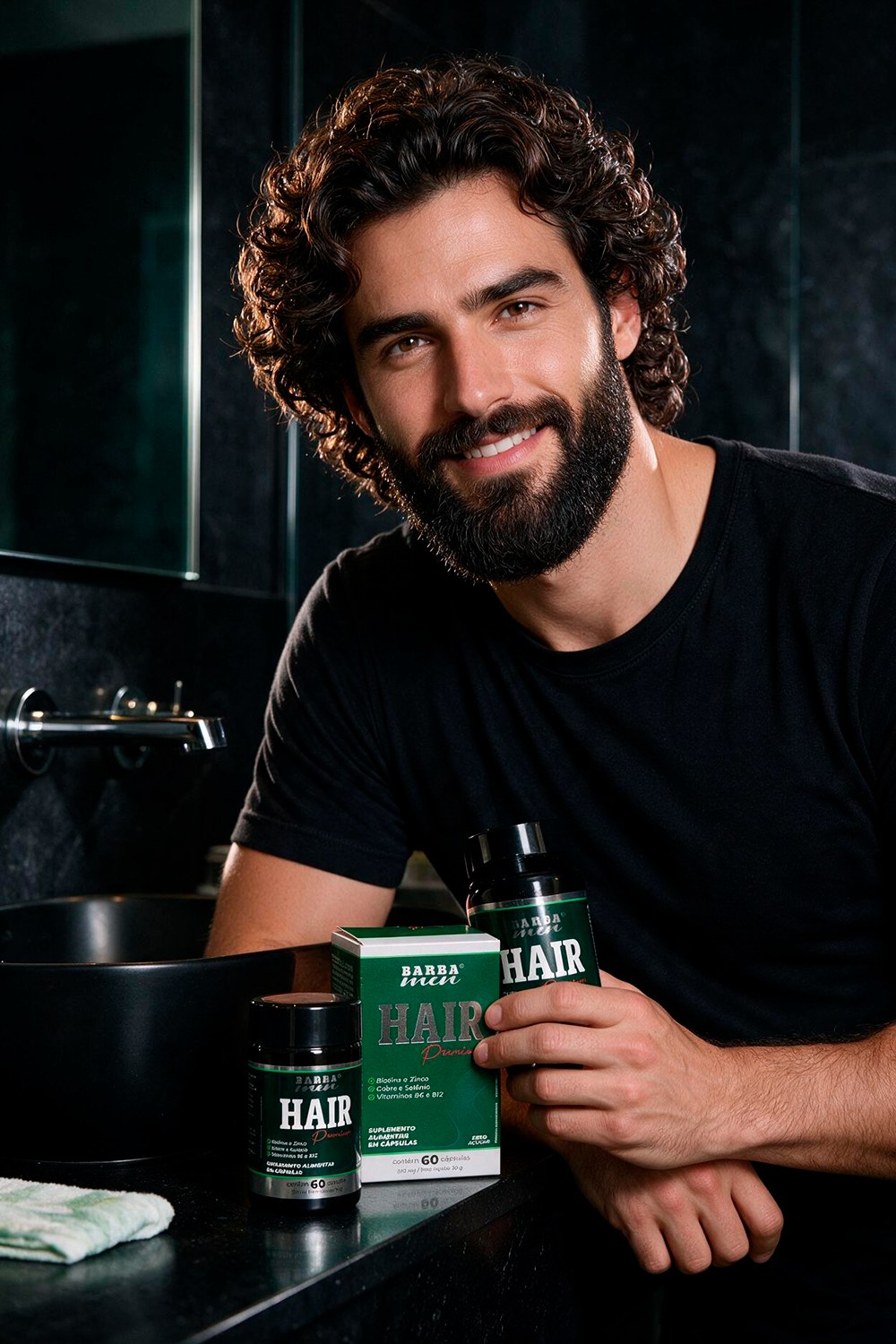 Rotina diária com o Suplemento Hair Premium Barba Men 60 cápsulas
