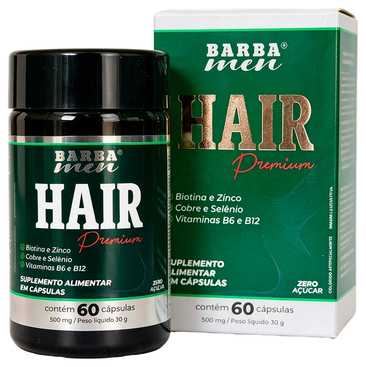 Suplemento Hair Premium Barba Men 60 cápsulas 30g Solo