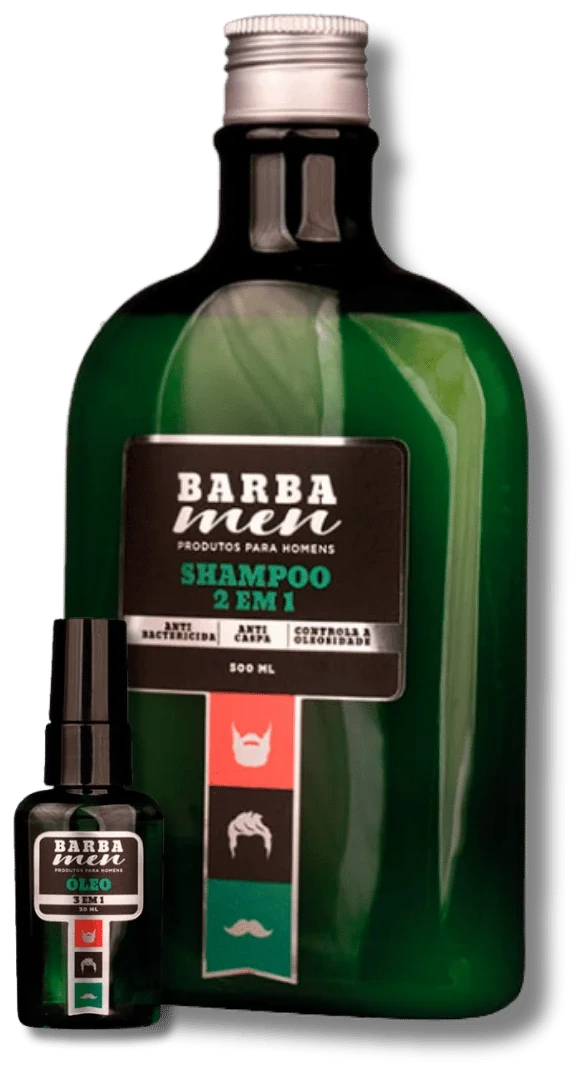 Kit Barba Men Barba Nutrida Shampoo 500ml + Óleo 3 em 1