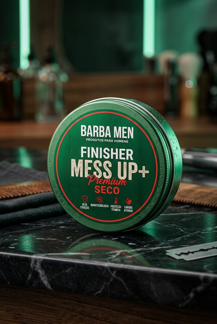 Detalhe do Rótulo Pomada Mess Up+ Premium Seco Barba Men
