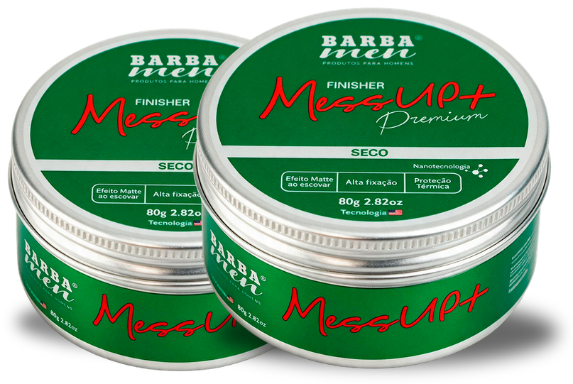 2x Pomadas Modeladoras Premium Mess Up+ com Carvão Ativado Barba Men