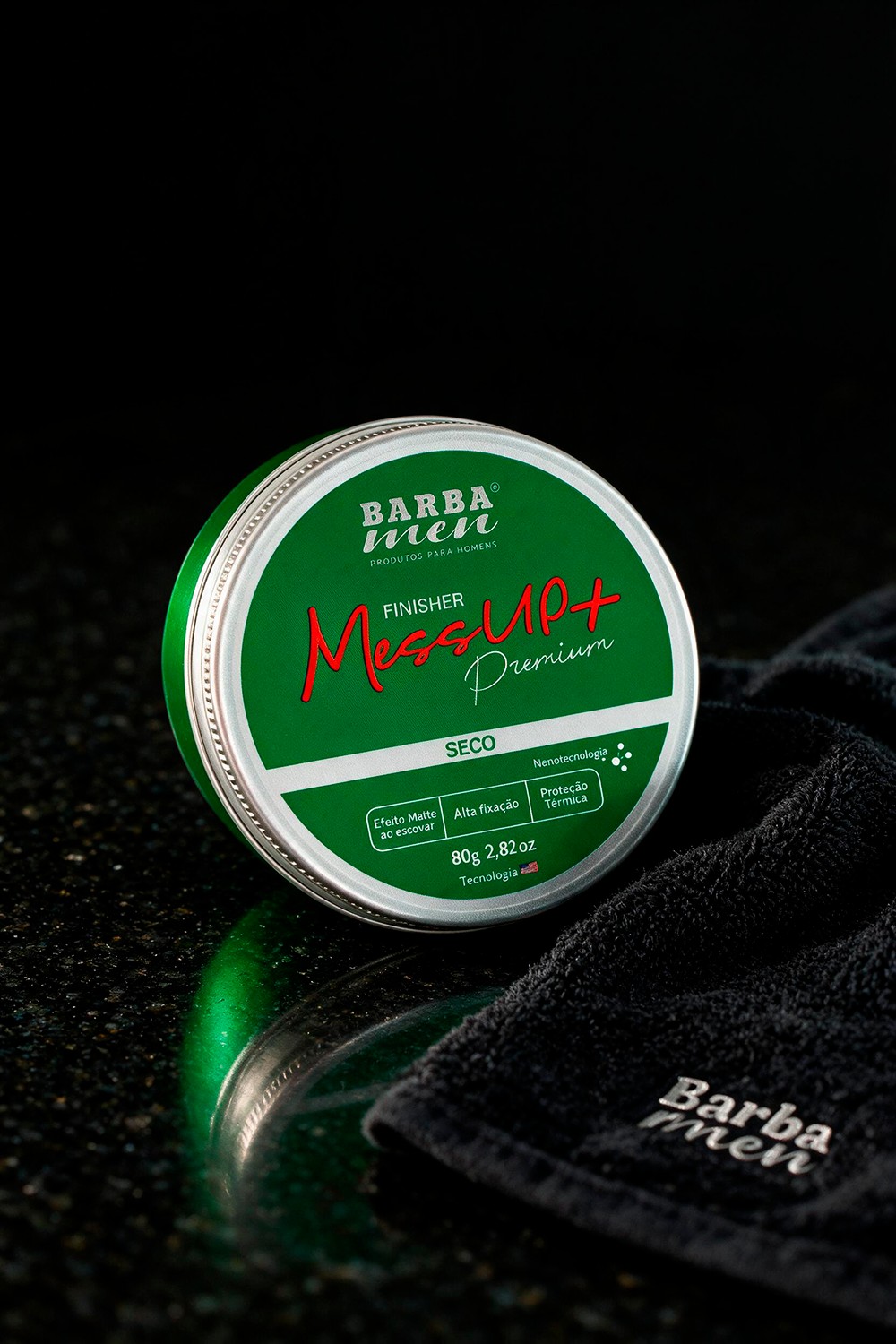 Pomada Modeladora Premium Mess Up+ Efeito Seco com Carvão Ativado Barba Men
