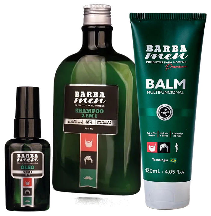 Kit Barba Men Essencial Shampoo + Balm + Óleo 34ml