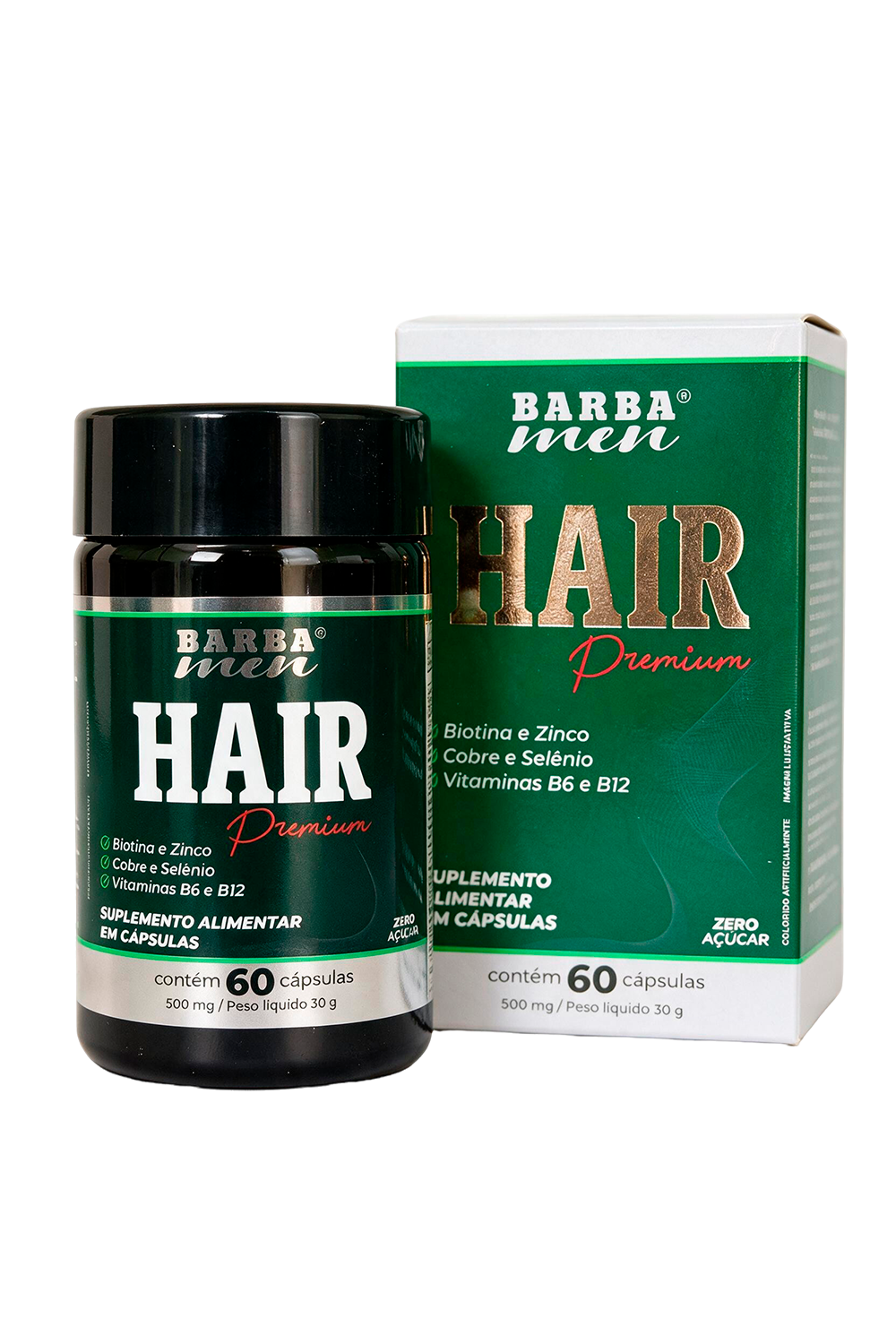 Hair Premium original: frasco e embalagem com os nutrientes da fórmula