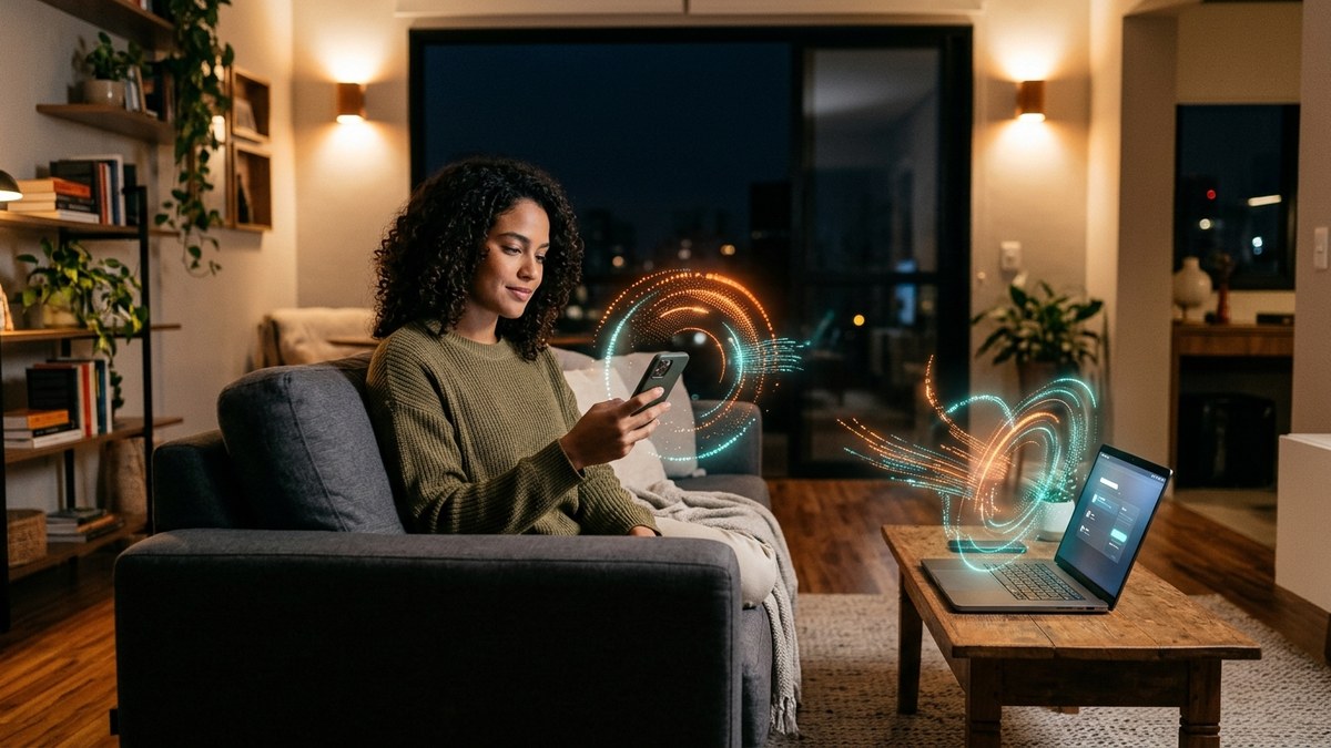 Fotografia Editorial // Consumidor brasileiro pesquisando recomendações de compra em assistentes de Inteligência Artificial