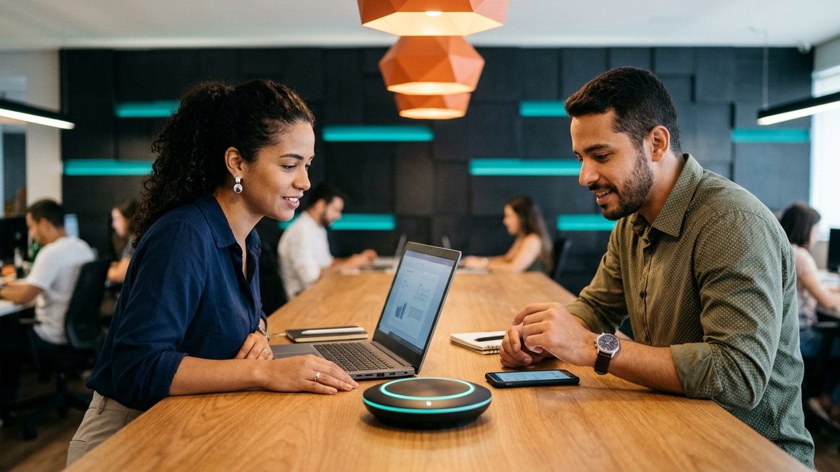 Atendimento Ágil // Equipe comercial gerenciando listas de orçamentos pendentes e áudios transcritos em tempo real