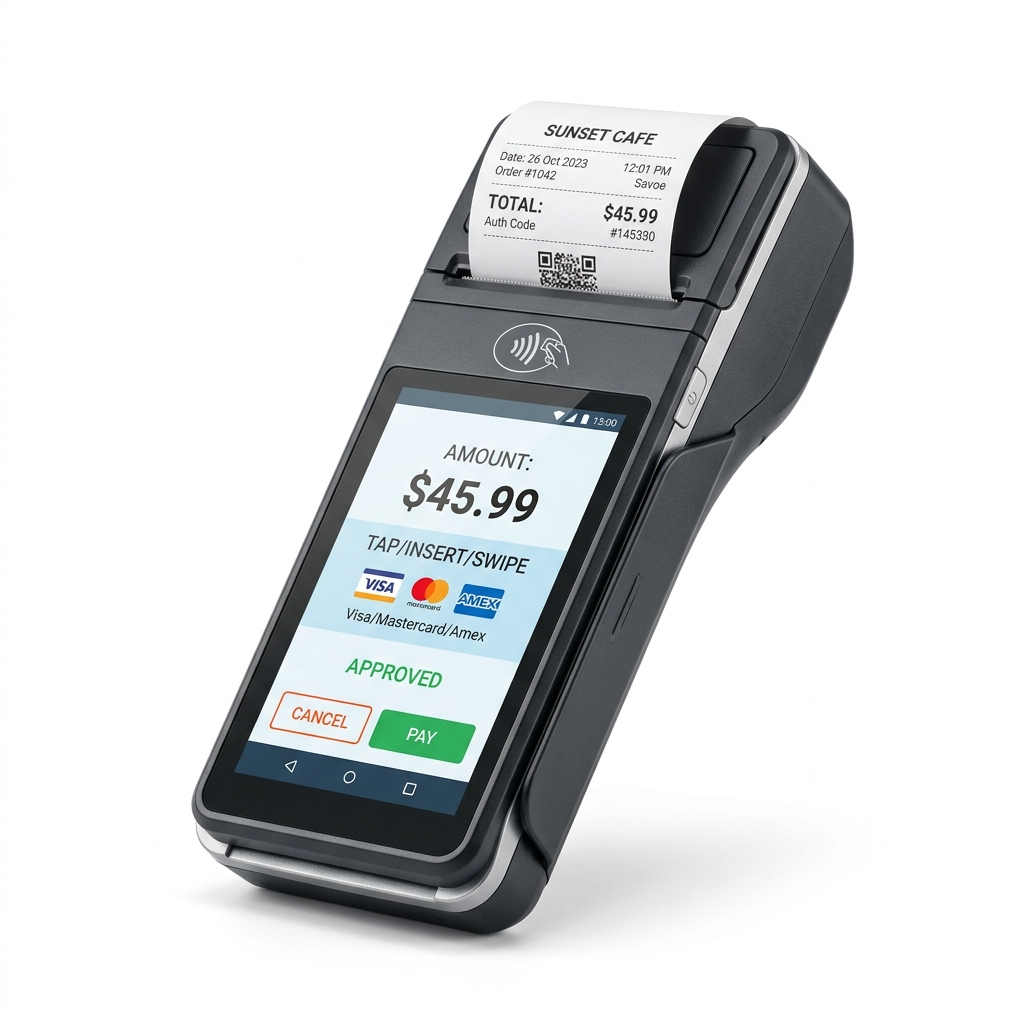 Maquininha Smart POS Touch Com Bobina Wi-Fi 4G NFC PIX