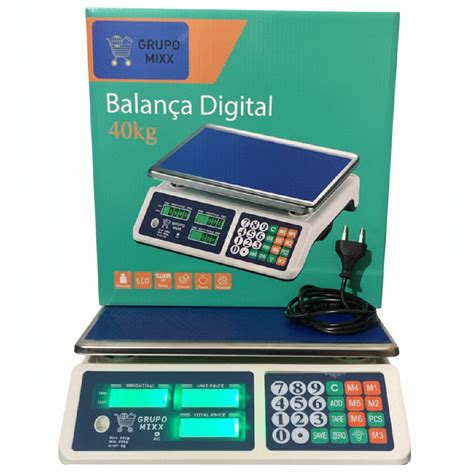 Balança Digital Comercial 40kg Eletrônica Recarregável Bivolt 110/220V ...