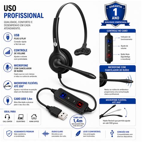 Headset FP-350 USB VoIP Top Use - Call Center e Home Office