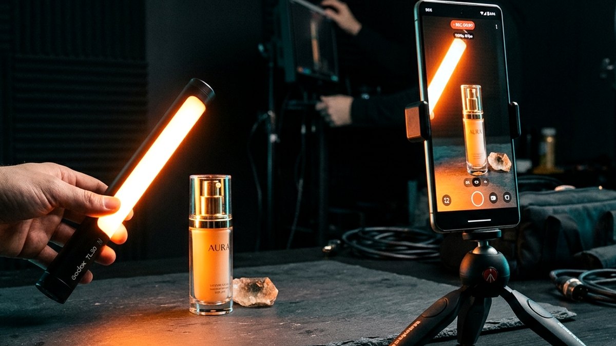 Destaque de Produto // Iluminação direcionada em tela cheia para elevar o CTR e a intenção imediata de compra