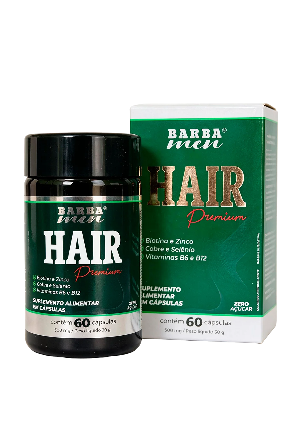Hair Premium original: frasco e embalagem com os nutrientes da fórmula