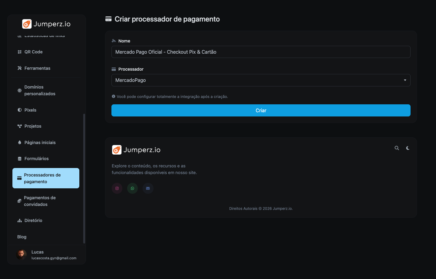 Criar Mercado Pago