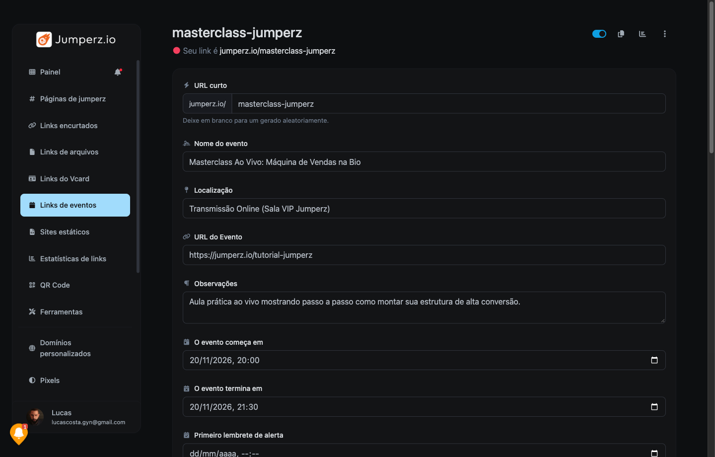 Link de Evento