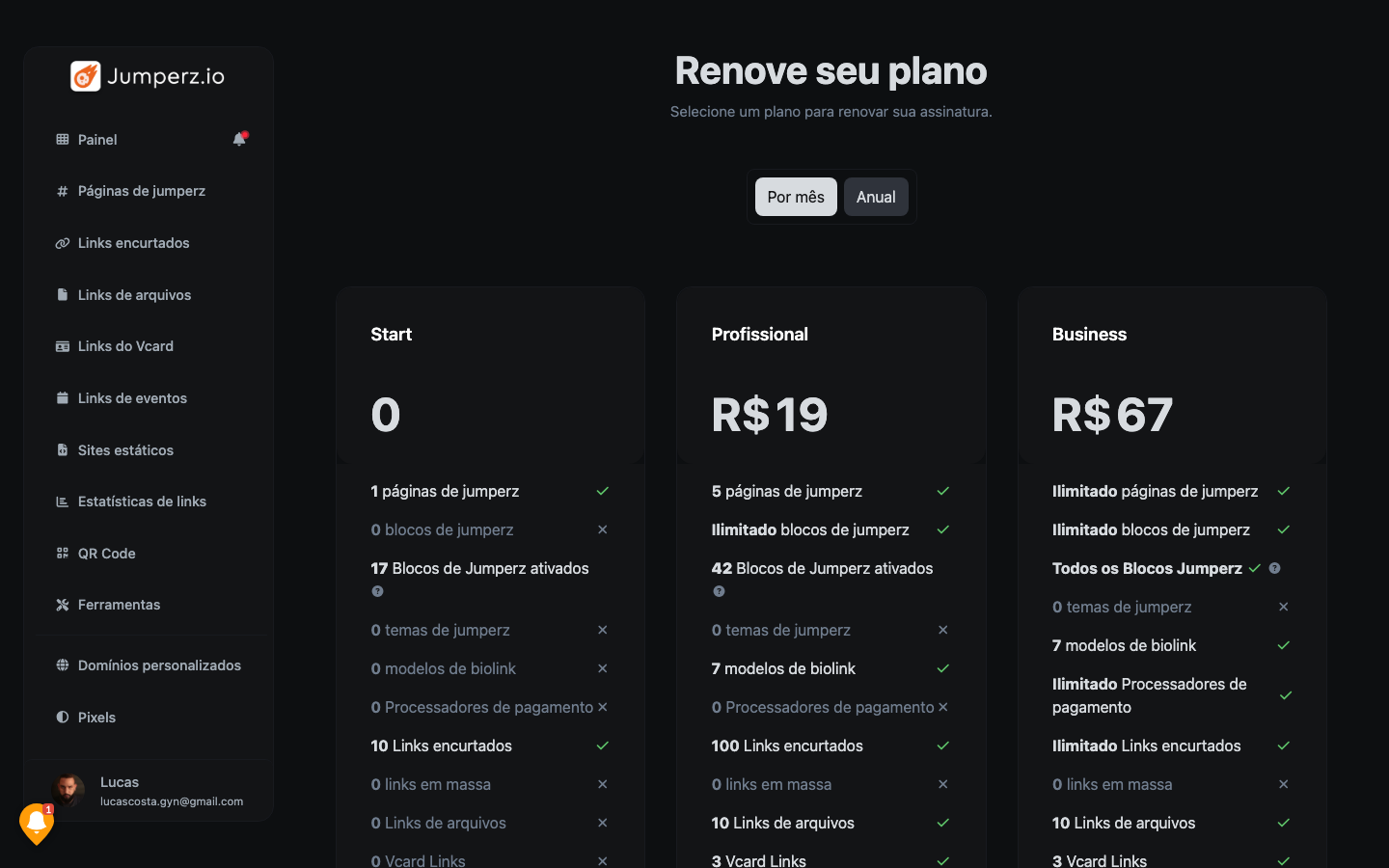 Upgrade de Planos