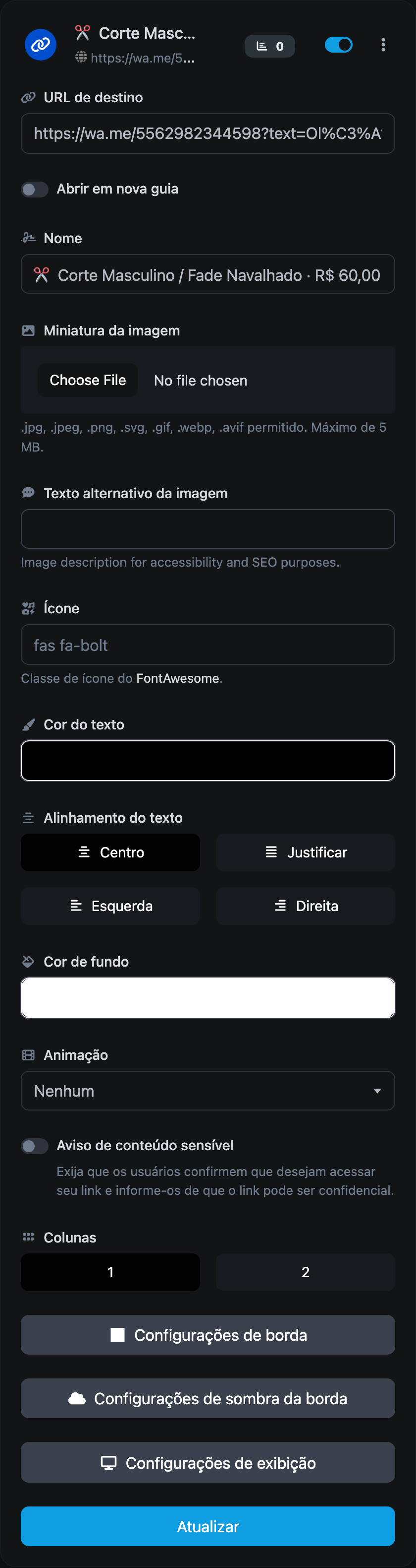 Painel Admin Serviço